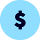 cash icon illustration on a light blue background