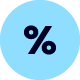 percent illustration on a light blue background