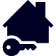 icon illustration of a home and a key done in black