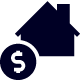 icon illustration of a dollar sign and a house done in black