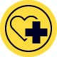 icon illustration of a heart and a plus sign
