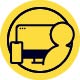 icon illustration of a human using technology on a yellow background